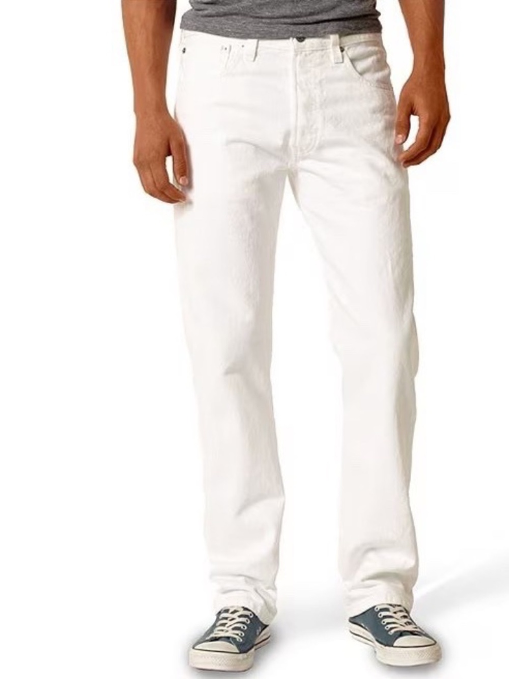 NWT Levi’s 501 Original Fit White Denim Button Fly Jeans Men’s 36x30